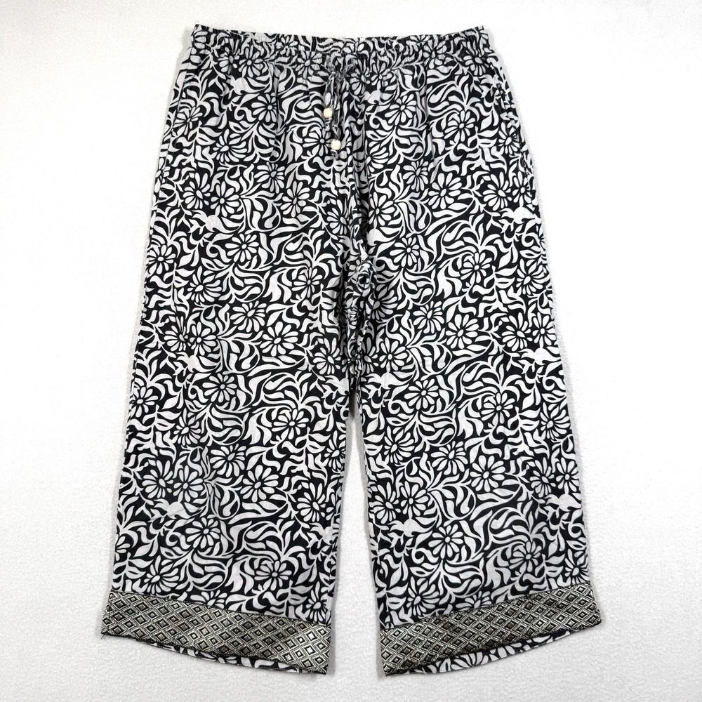 Sudara Punjammies Pajama Pants Womens Small Floral Print Cropped India Lounge